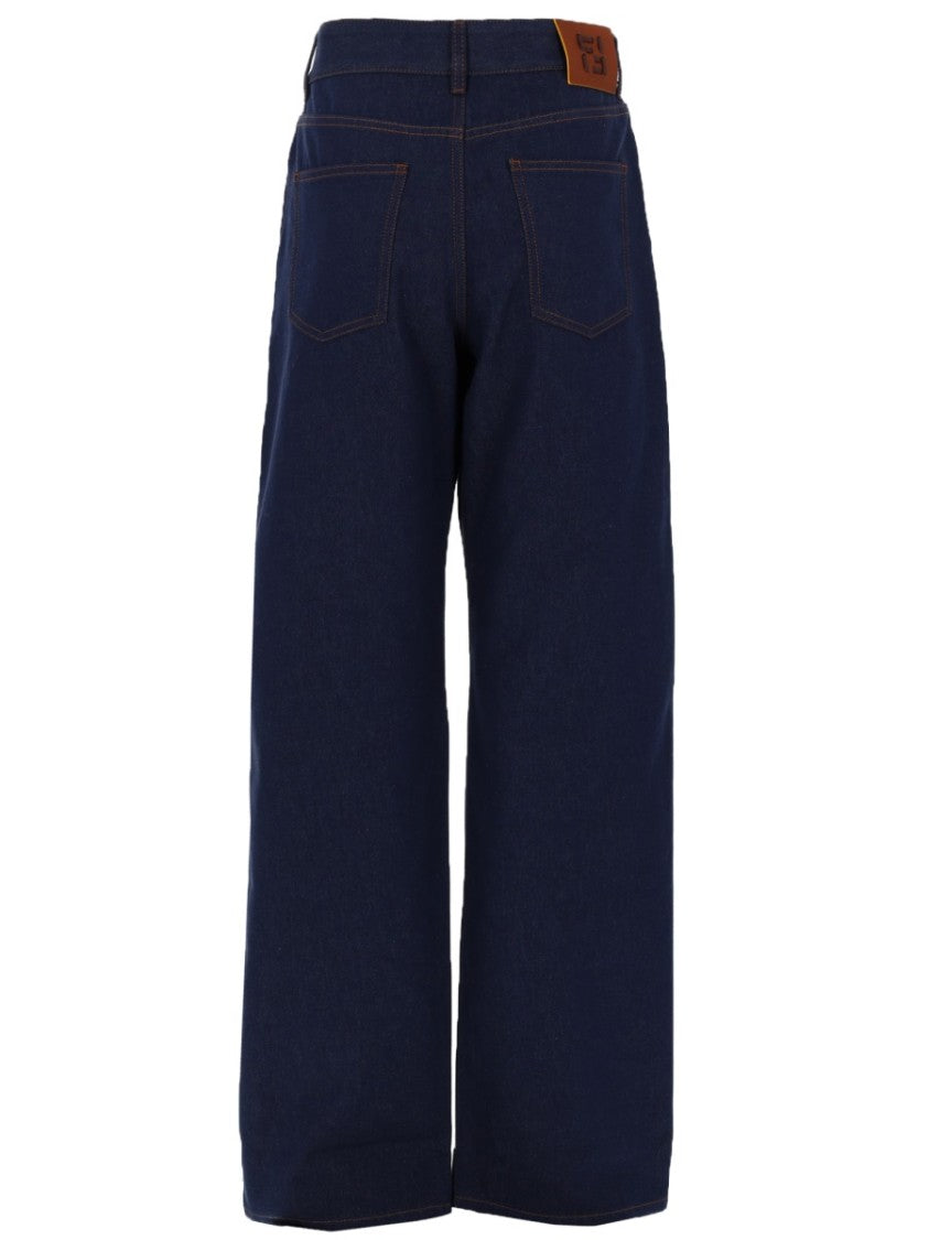 Fendi Indigo Blue High-Waist Wide-Leg Jeans