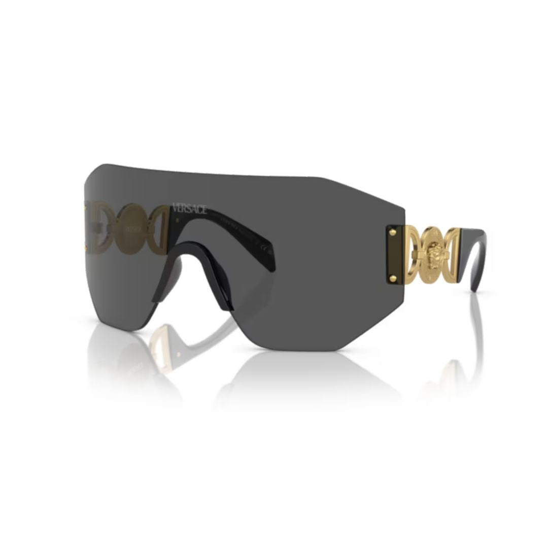 Versace Gold 2258 Sole Oversized Shield Sunglasses