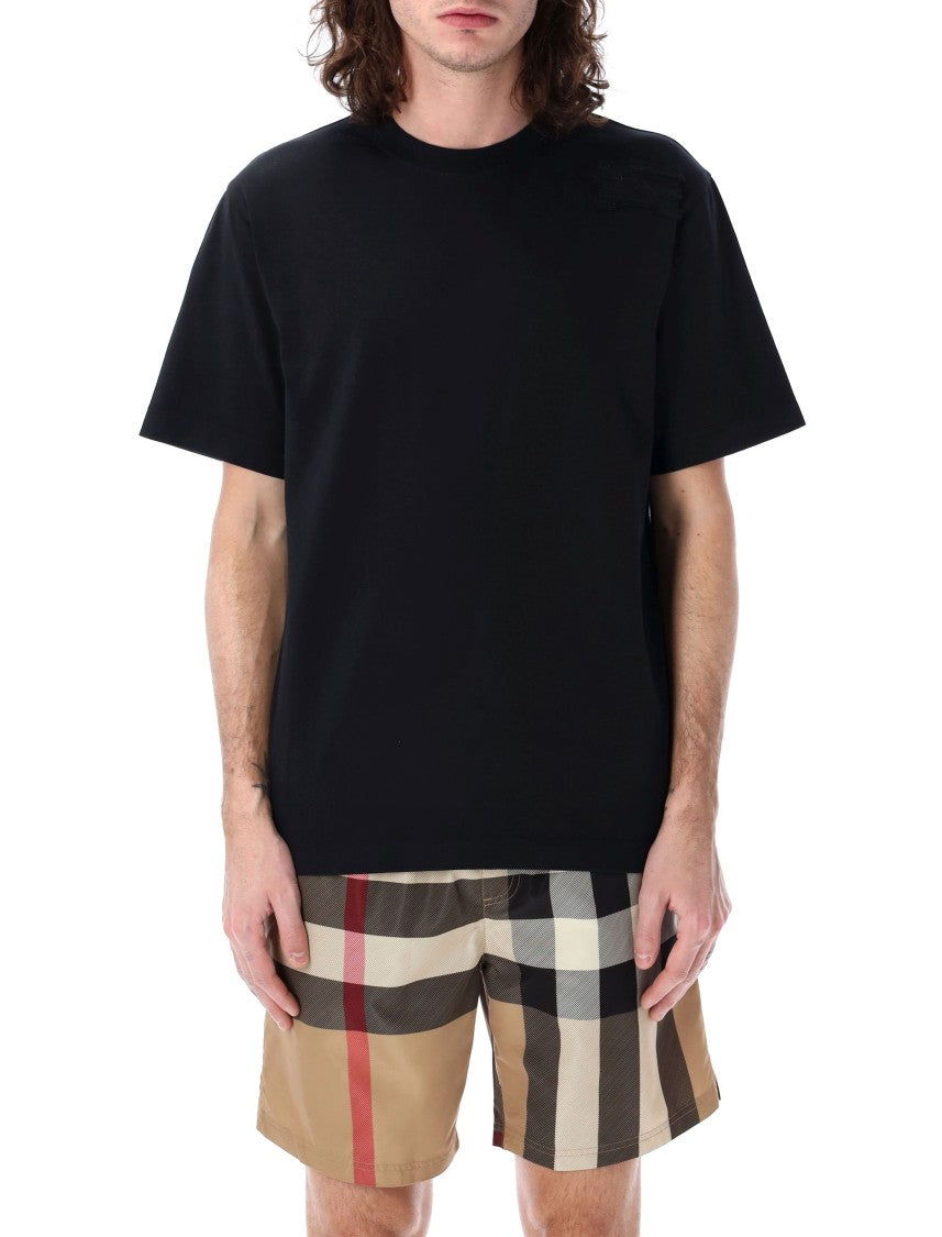 Burberry Black Cotton T-Shirt With Equestrian Knight Design