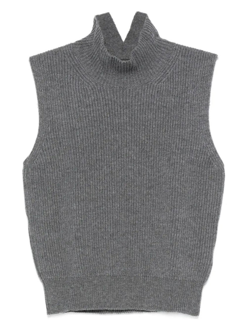 Dondup Sleeveless Turtle-Neck Sweater In Ribbed Wool