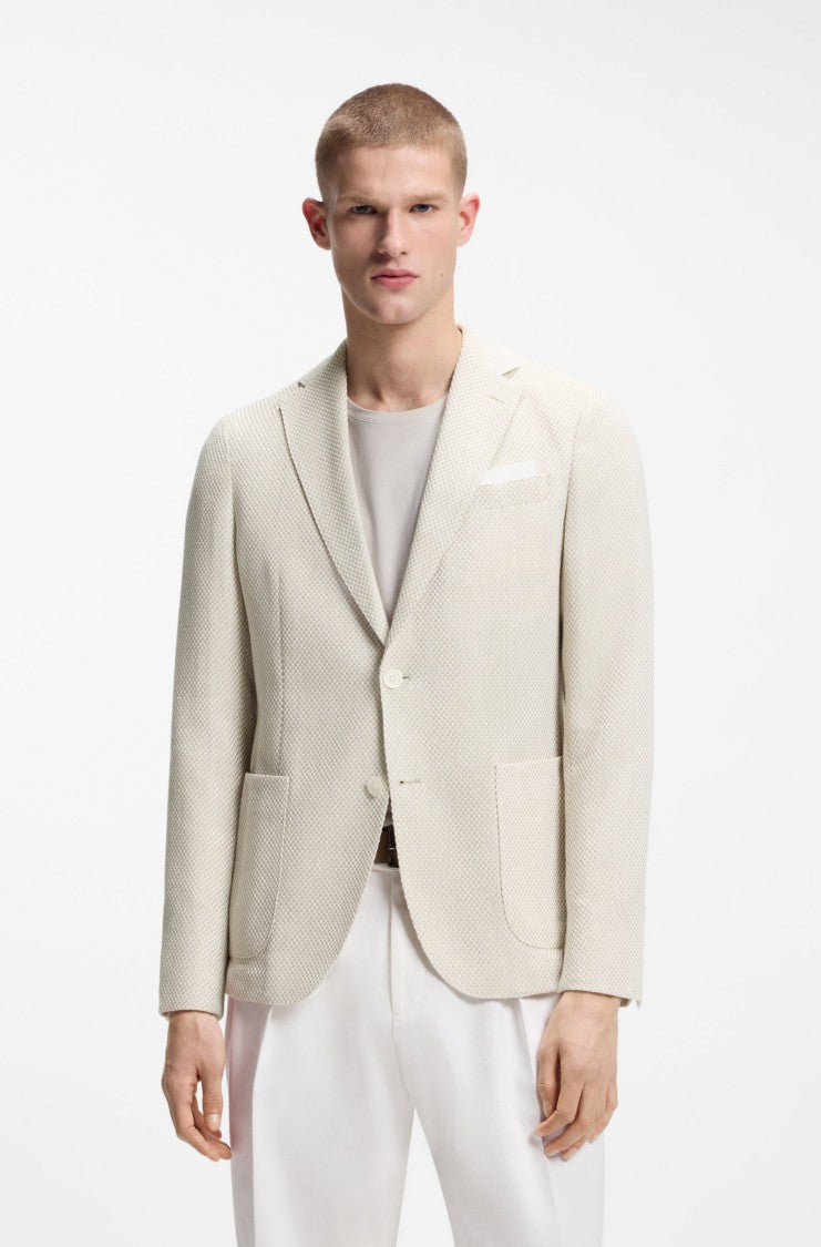 Boss Patterned Cotton Blend 2 Button Jacket