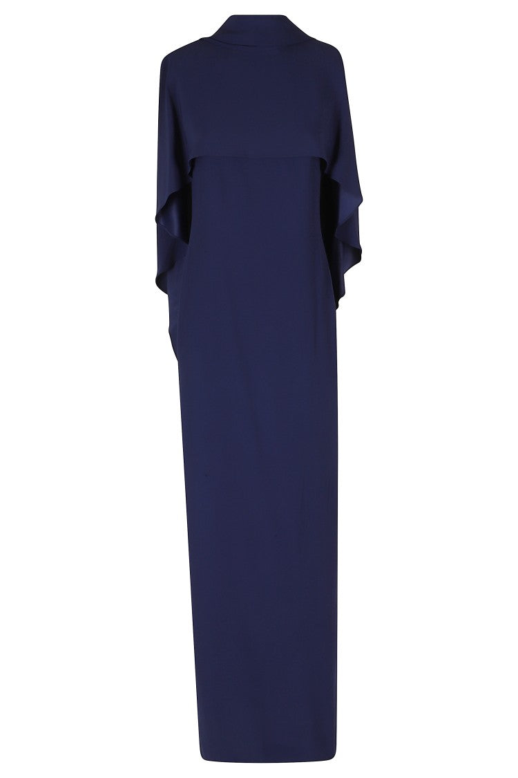 Alberta Ferretti Blue Bow Back Viscose Satin Maxi Dress