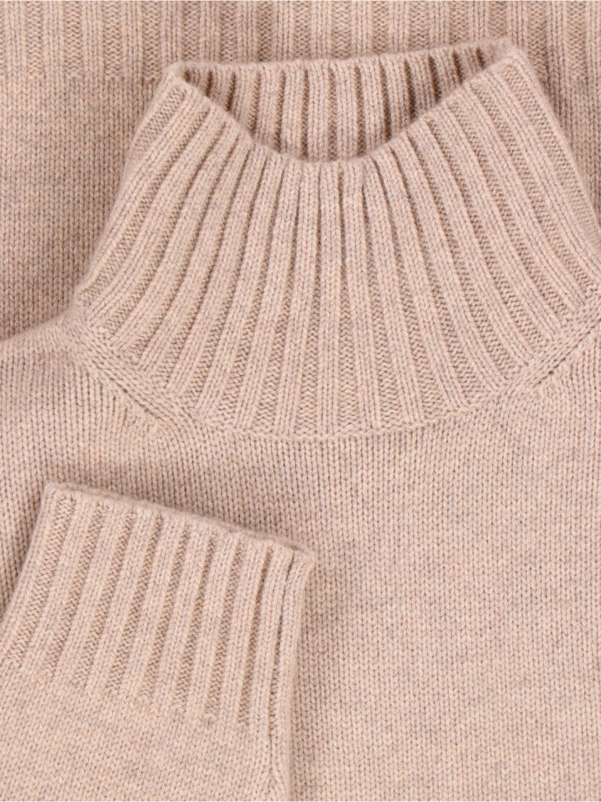 Max Mara Cashmere High-Neck Sweater With Ribbed Finishes
