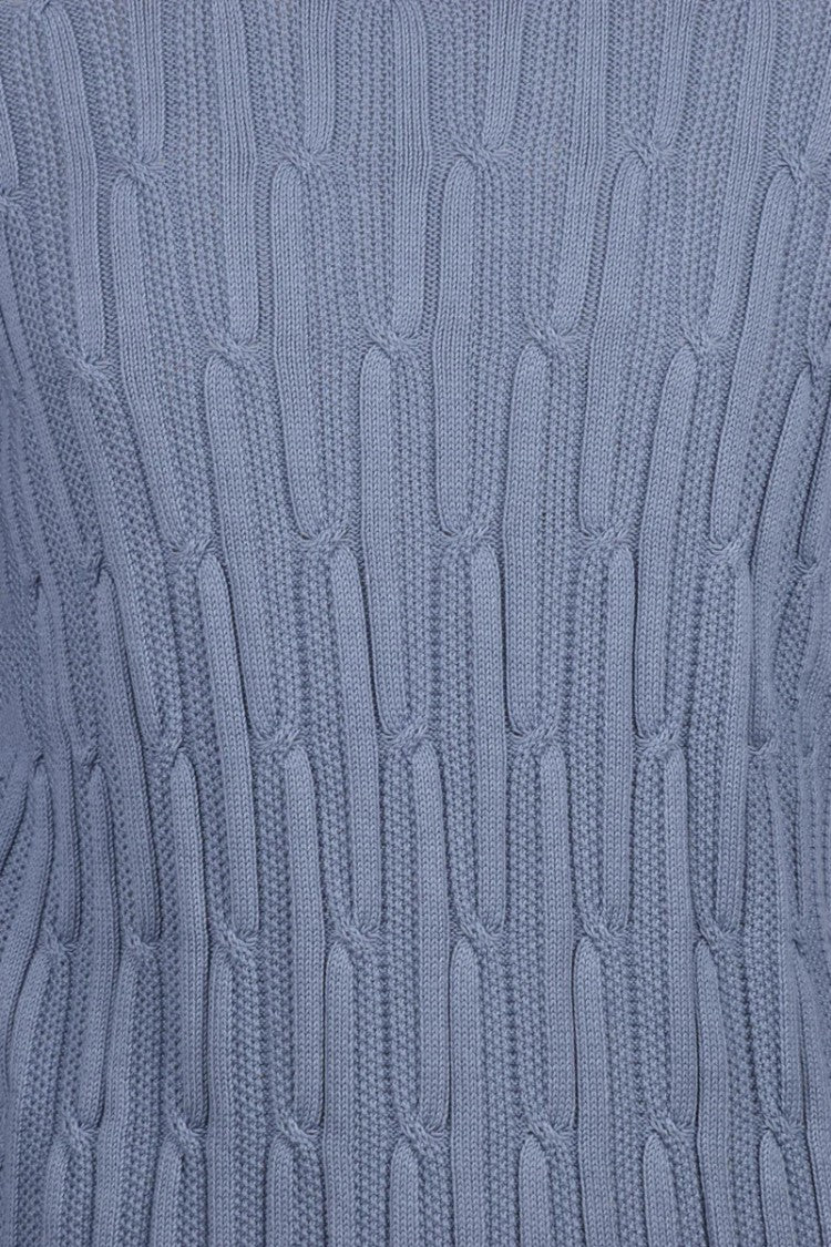 Drumohr Textured Cable Knit Crew Neck Sweater In Cotton Cashmere Blend