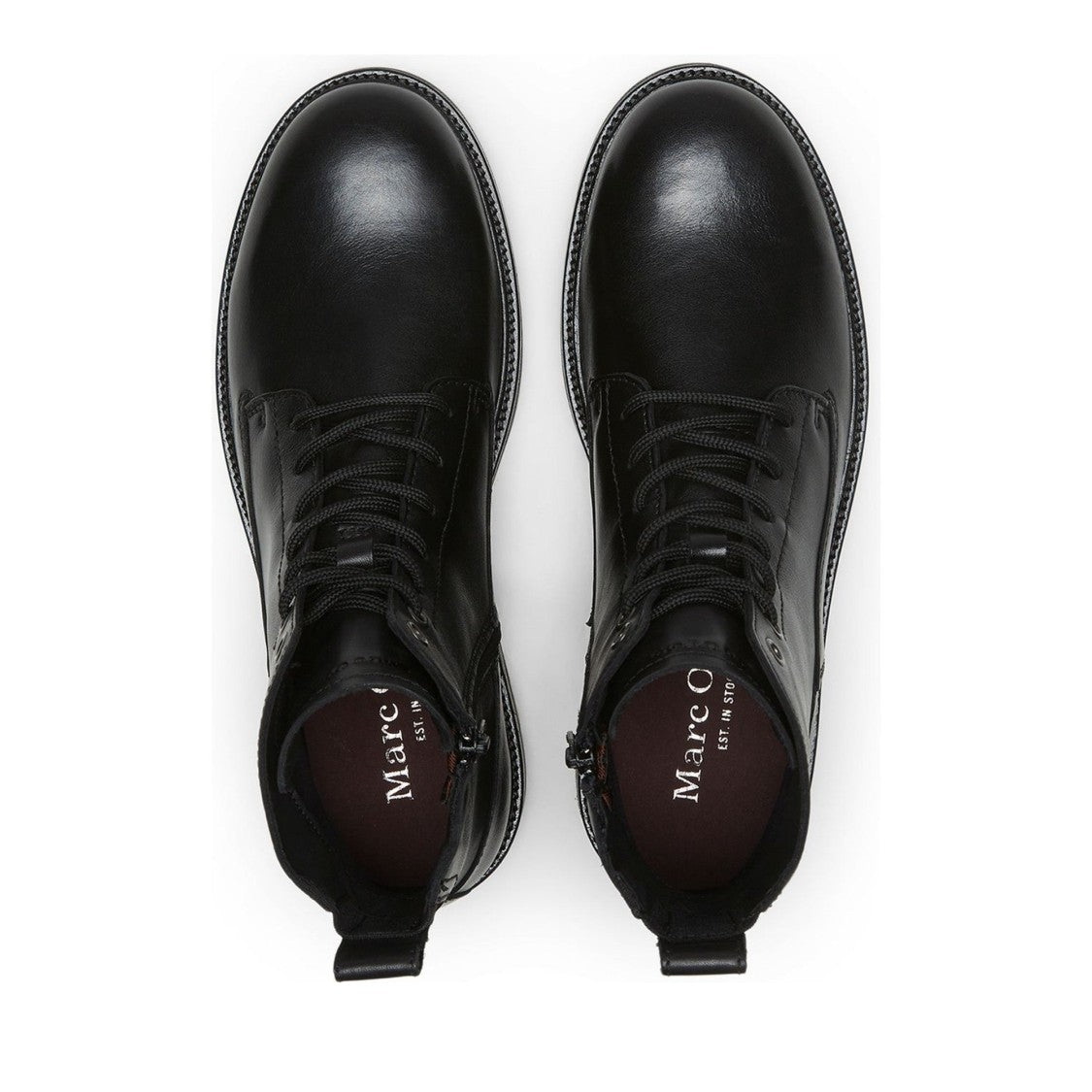 Marc O'polo Black Rony 3A Leather Lace-Up Side Zip Boots