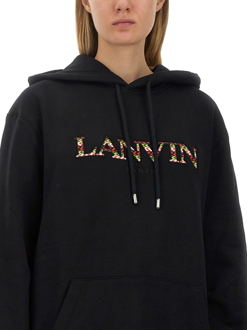 Lanvin Relaxed-Fit Black Sweatshirt With Colorful Logo Design