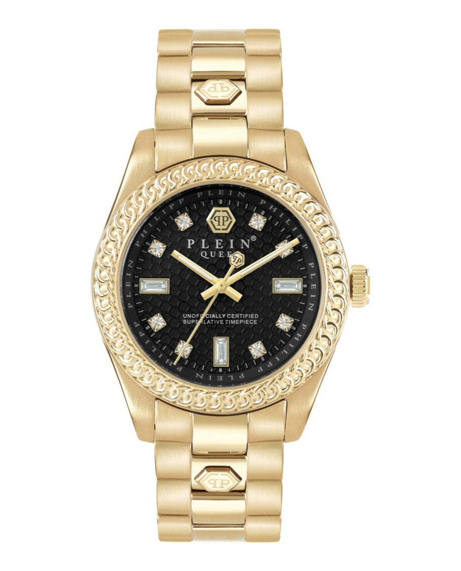 Philipp Plein Ip Yellow Gold Bracelet Watch With Black Sunray Dial
