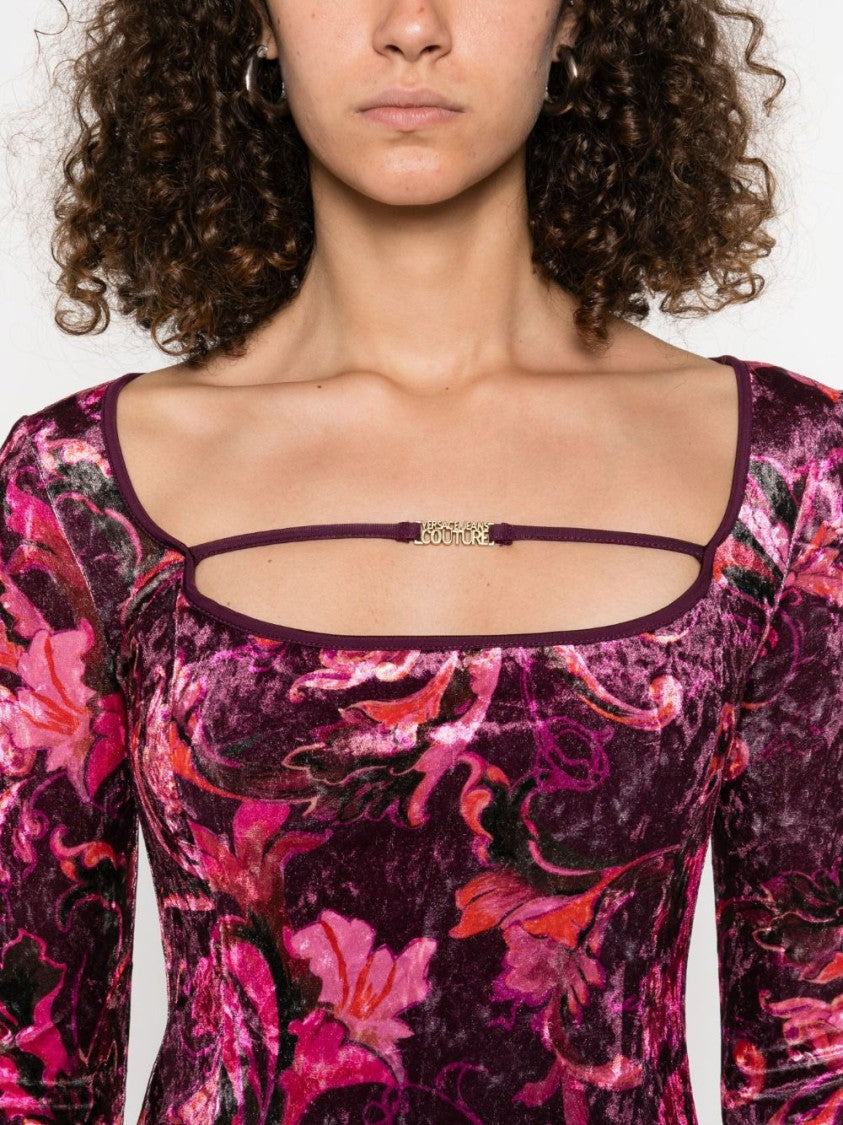 Versace Jeans Couture Rich Bordeaux Velvet Mini Dress