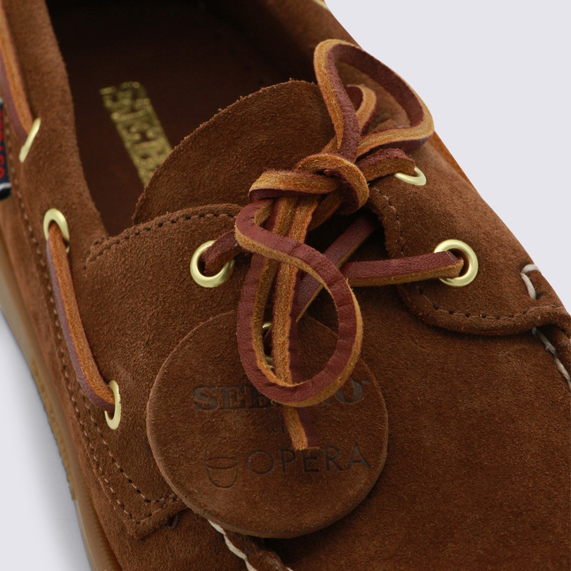 Sebago Brown Suede Boat Shoes With Contrast Stitching