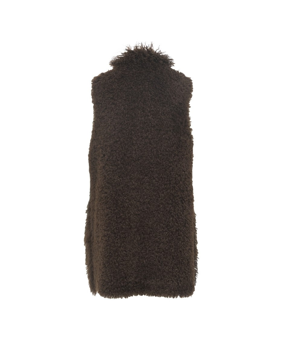 Bully Plush Oversized Faux Fur Gilet With High Collar