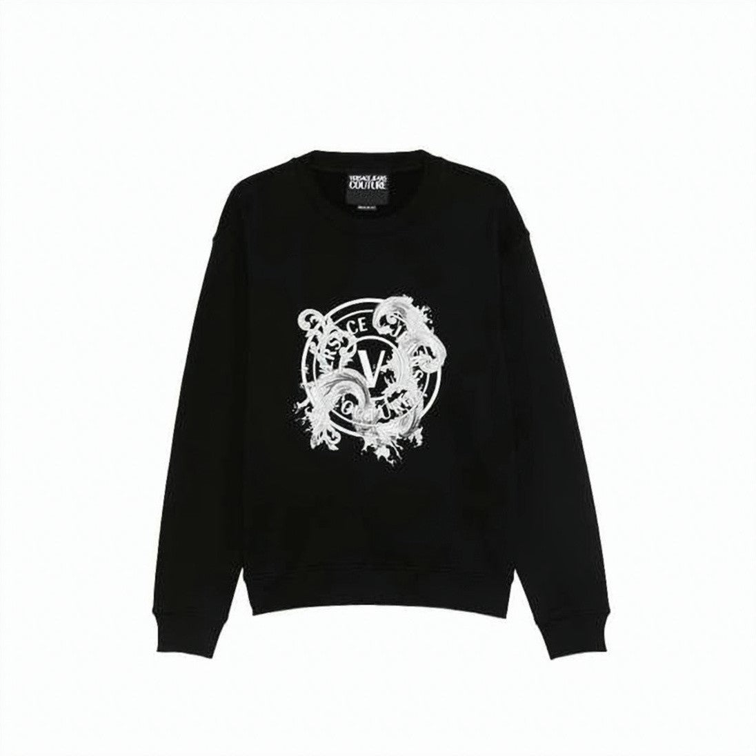 Versace Long-Sleeve Black T-Shirt With Artistic White Graphic