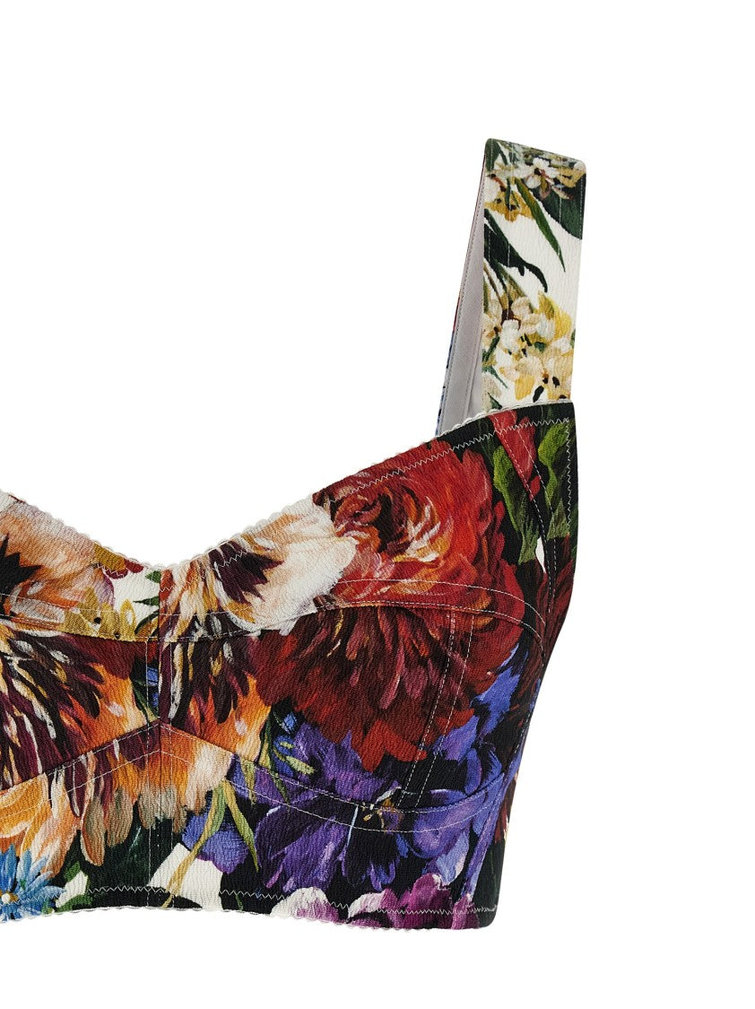 Dolce & Gabbana Floral Bustier Top With Sweetheart Neckline