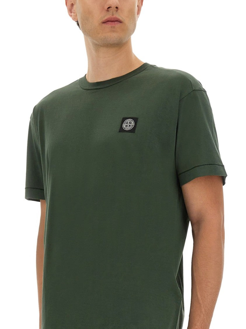Stone Island Slim Fit Cotton T-Shirt With Crew Neckline