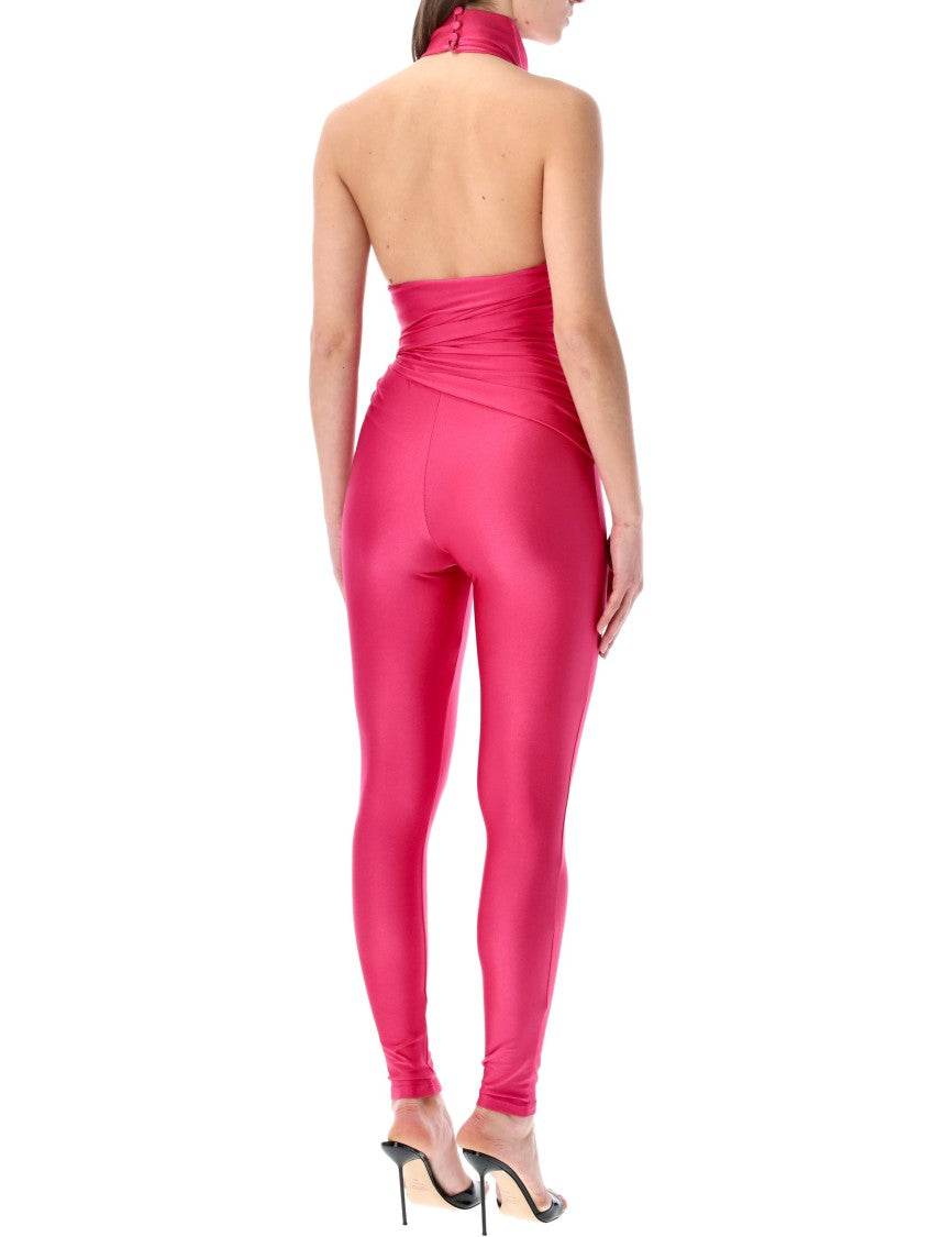 The Andamane Tatiana Black Lycra Halterneck Jumpsuit