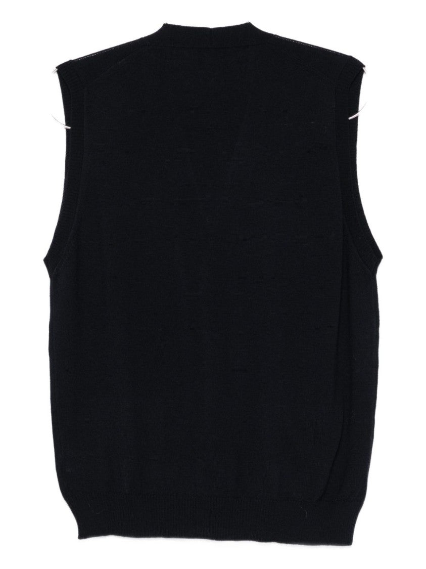 Alpha Studio Sleeveless Merino Wool Knit Vest With V-Neckline