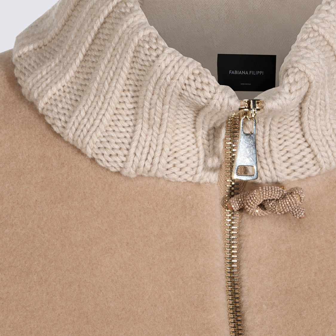 Fabiana Filippi Ribbed Knit Collar Cape Casual Jacket