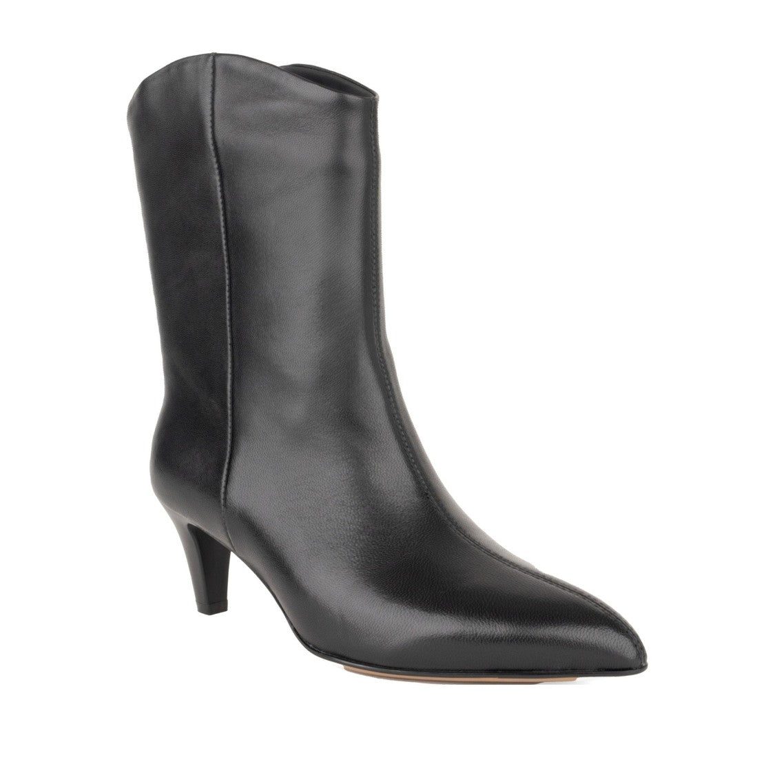 Linda Baumann Black Pointed Toe Low Heel Leather Ankle Boots