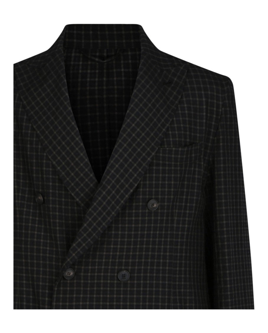 Brioni Double-Breasted Check Pattern Blazer