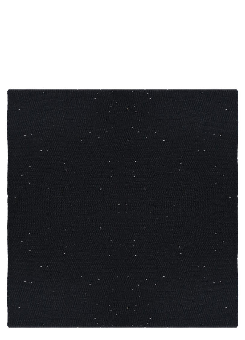 Antonelli Firenze Rectangular Black Wool Blend Scarf With Subtle Sparkle