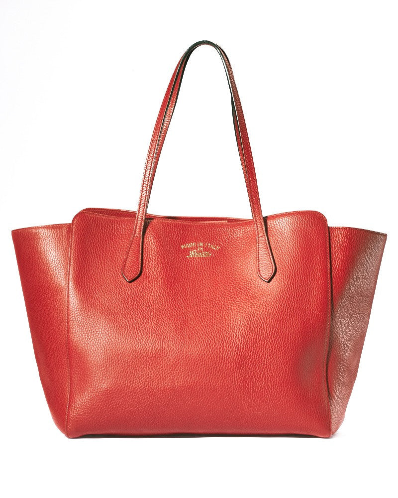 Gucci Medium Swing Tote In Red Grained Leather