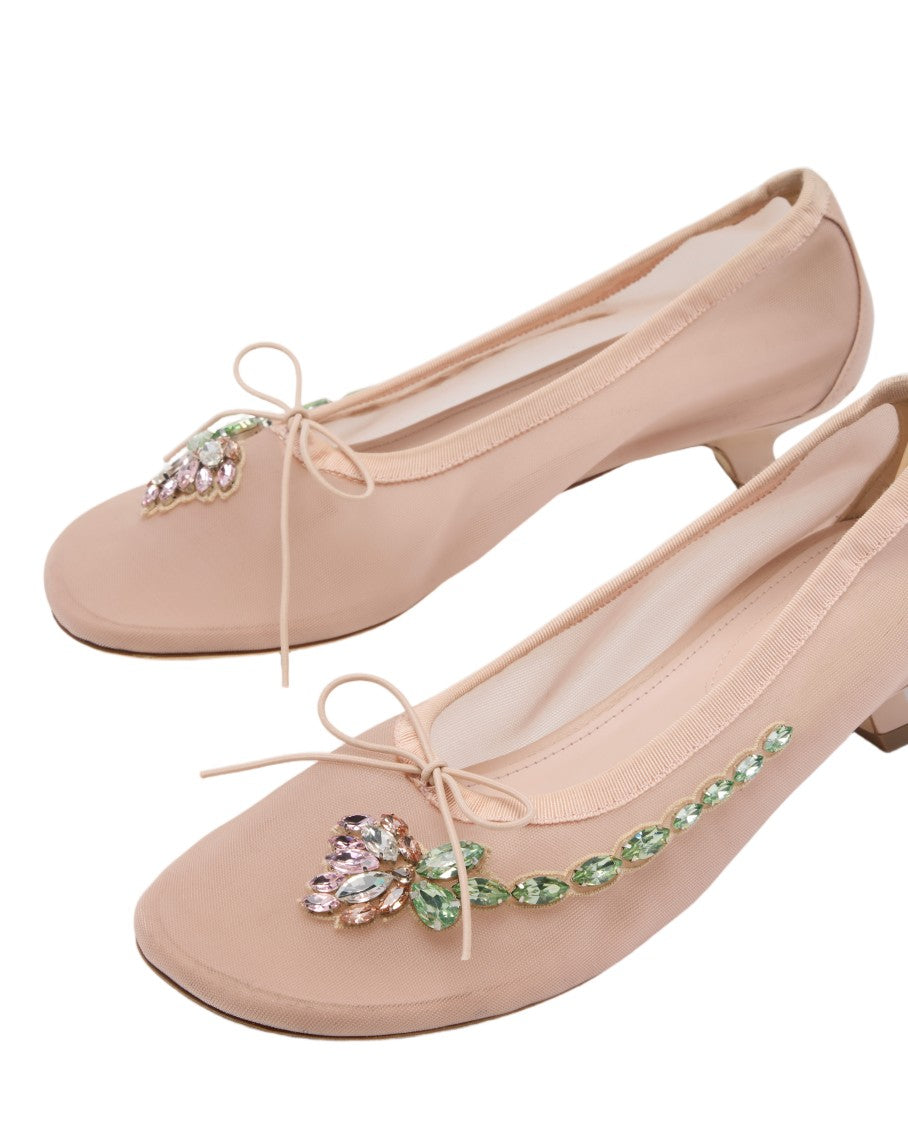 Simone Rocha Pointed-Toe Ballet Heels With Jewel Embellishments