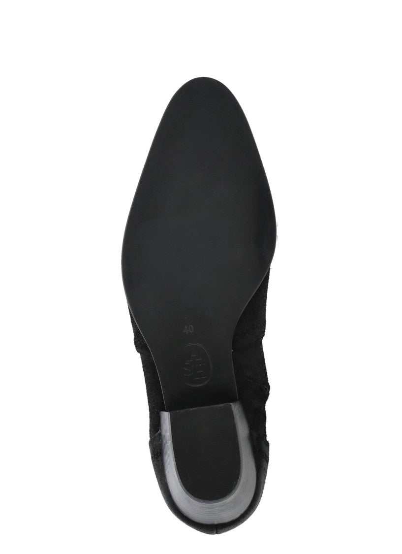 Ash Black Flare Arrow-Toe Suede Boots