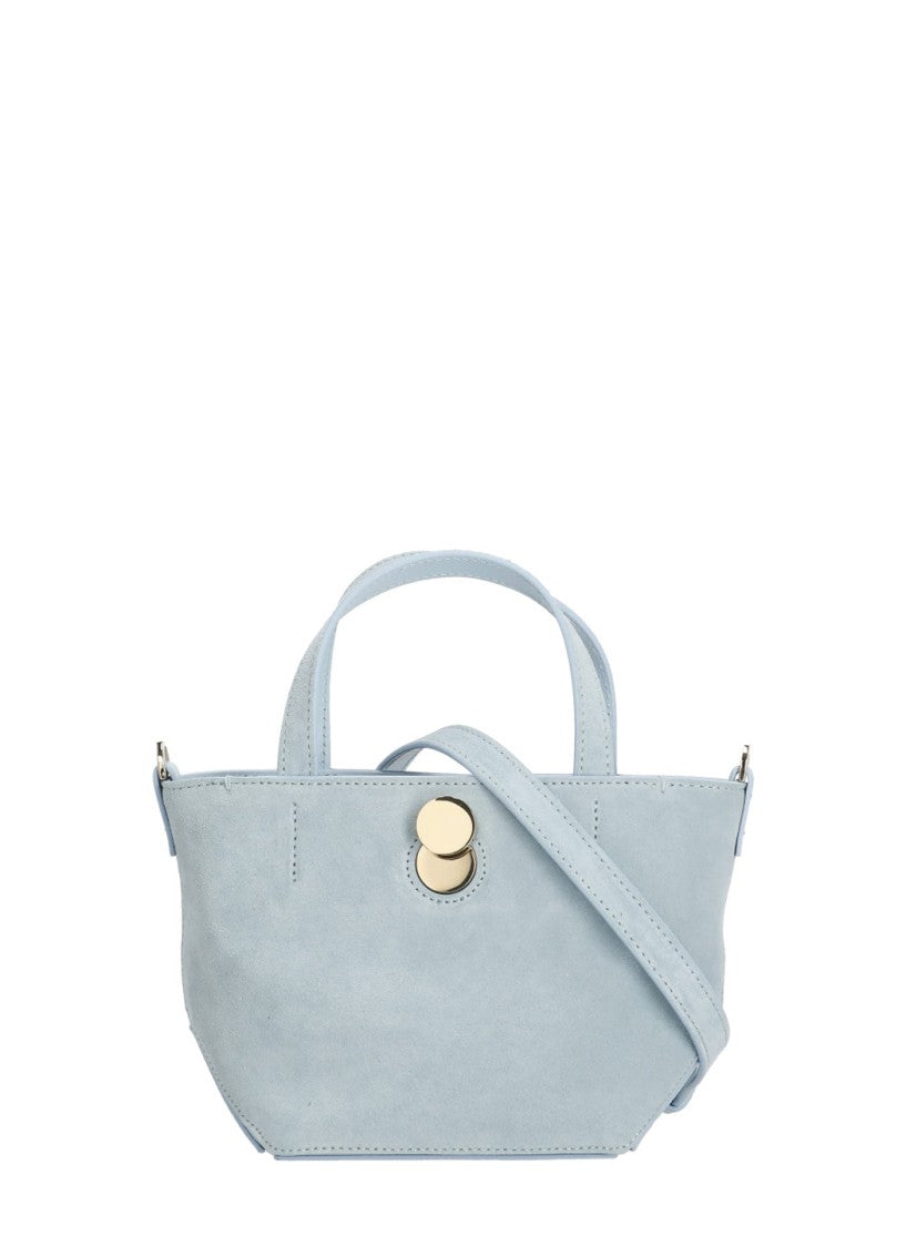 Fabiana Filippi Compact Mini Tote Bag In Soft Suede Leather With Unique Fastenings