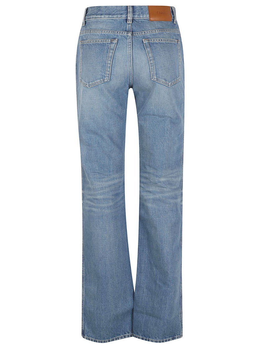 Chloé Medium-Wash Cotton Denim Straight-Leg Jeans