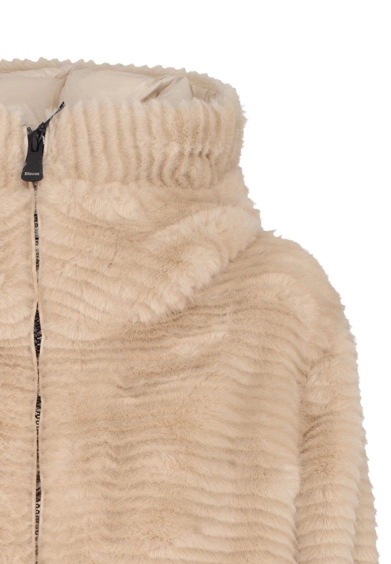 Blauer Americane Plush Ribbed Faux Fur Padded Jacket