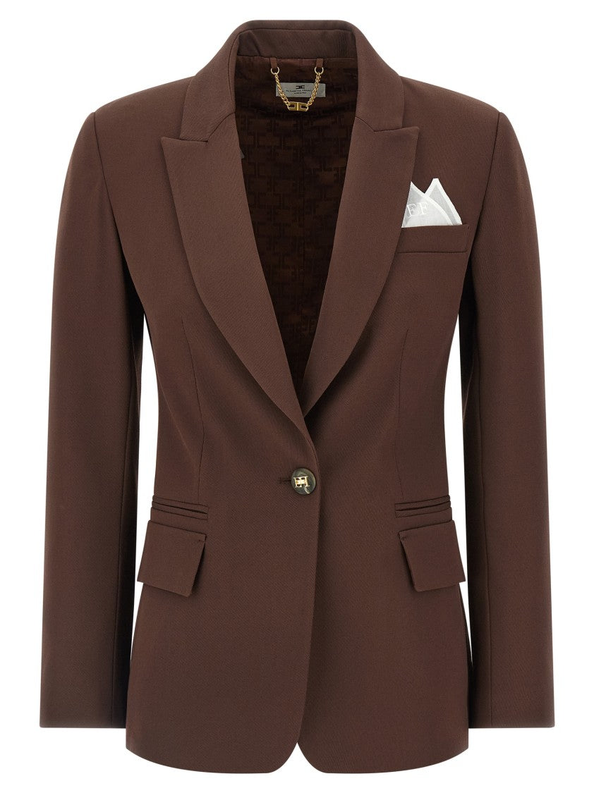Elisabetta Franchi Single-Breasted Viscose Blend Blazer