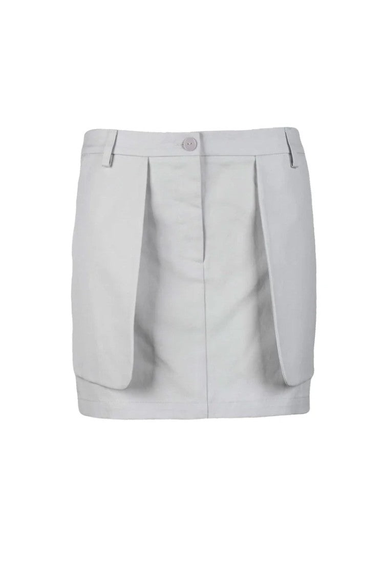 Patrizia Pepe Light Grey Cotton Hemp Mini Skirt