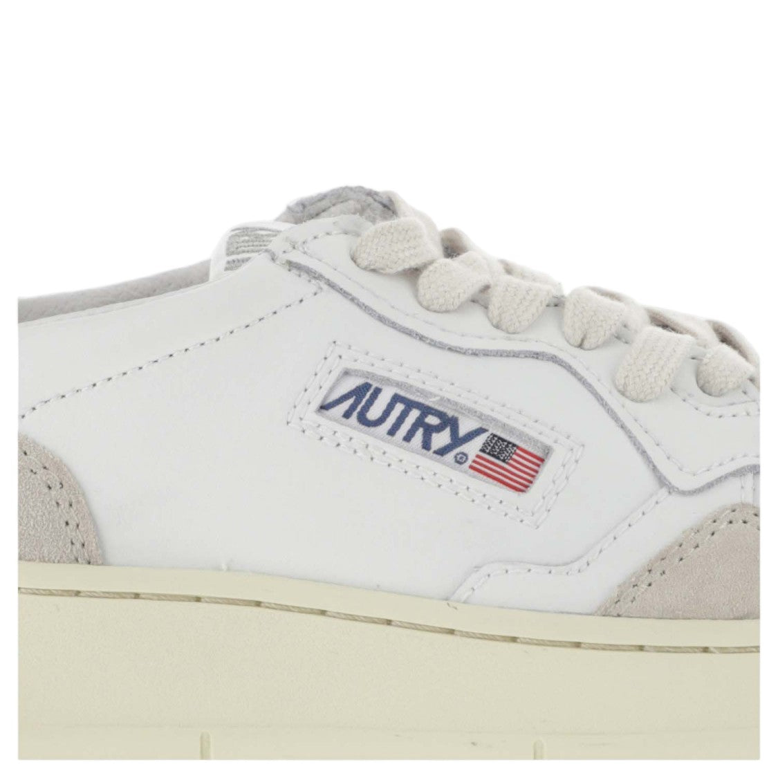 Autry Beige Leather And Suede Low-Top Sneakers With Embossed Branding