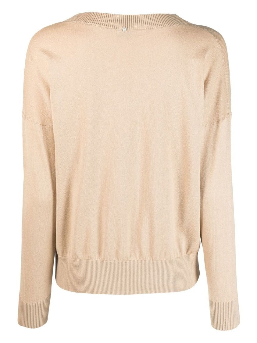 Lorena Antoniazzi Boatneck Knit Sweater With Subtle Zigzag Pattern