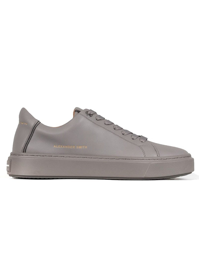 Alexander Smith Grey Cow Leather Casual Trainers With Design