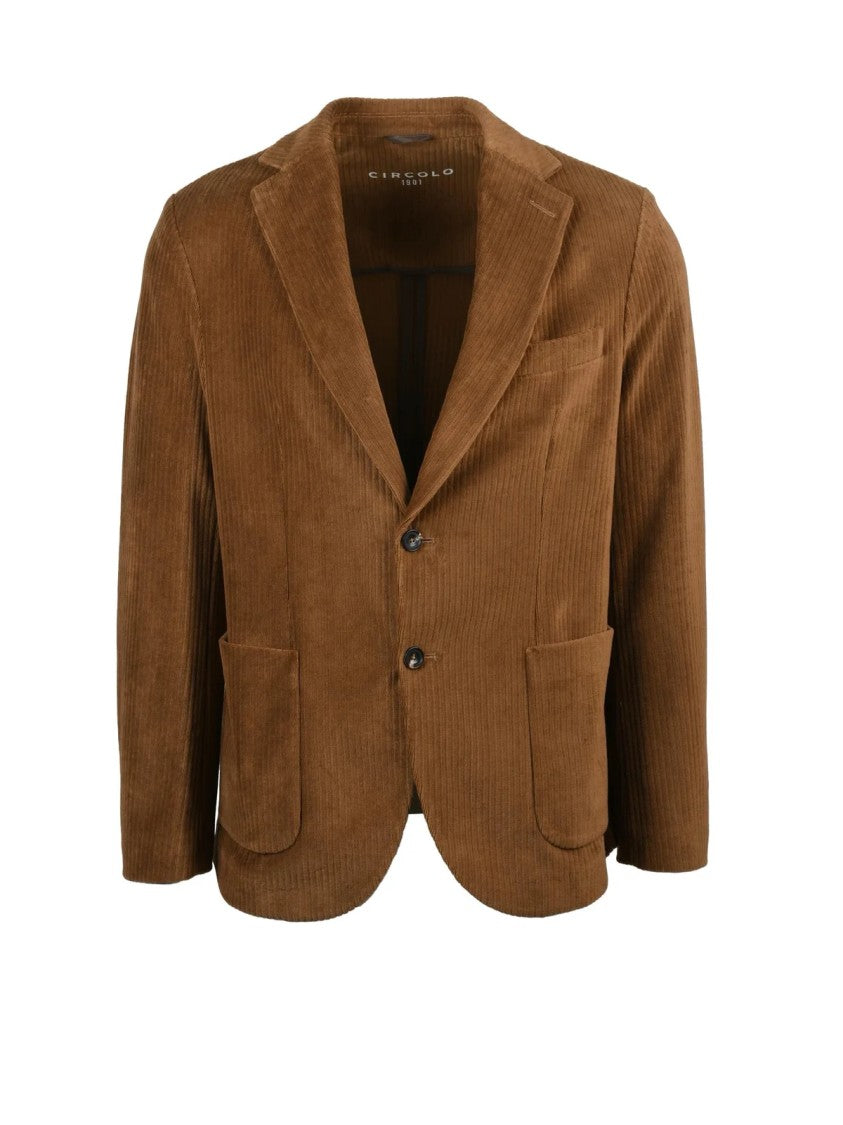 Circolo 1901 Chocolate Brown Velvet Blazer With Tailored Fit And Notch Lapels