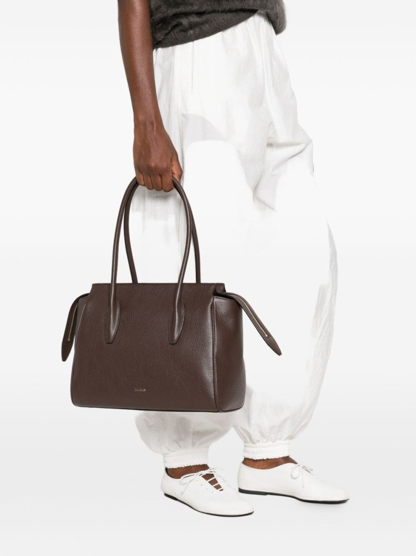 Furla Pebbled Leather Zippered Structured Tote Bag