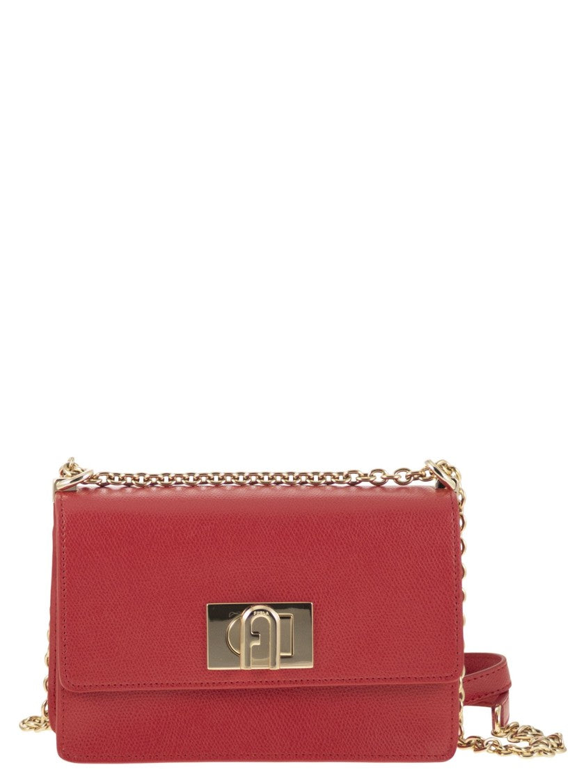 Furla Mini Crossbody In Printed Calfskin With Gold-Chain Detail