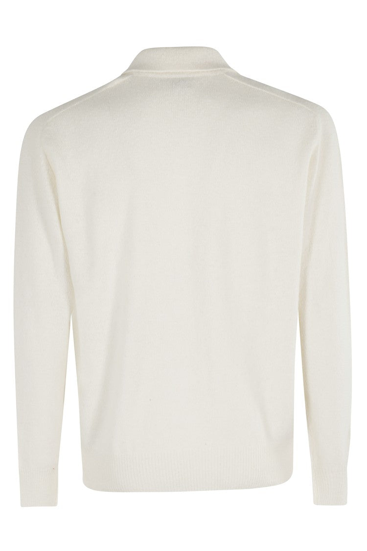 Eleventy Long-Sleeve Knit Polo With Three-Button Placket