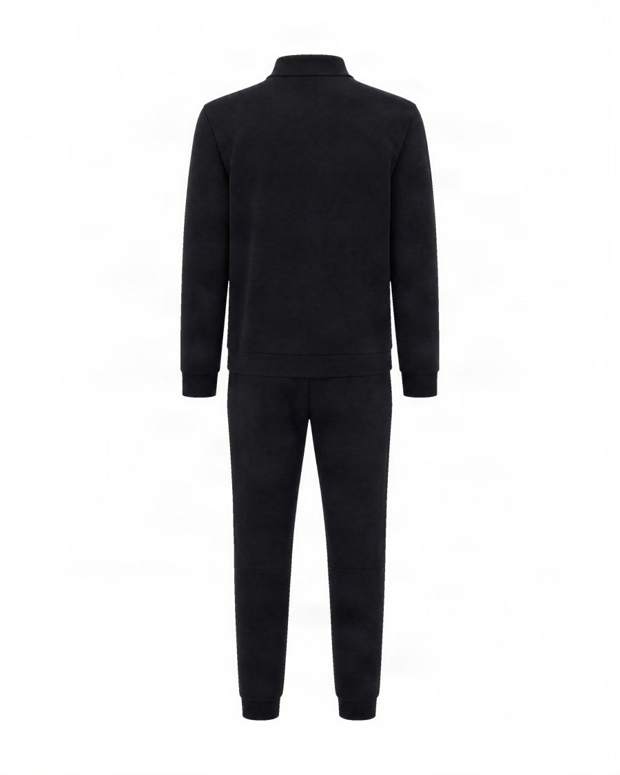 Ea7 Emporio Armani Black Viscose-Blend Zip-Up Tracksuit