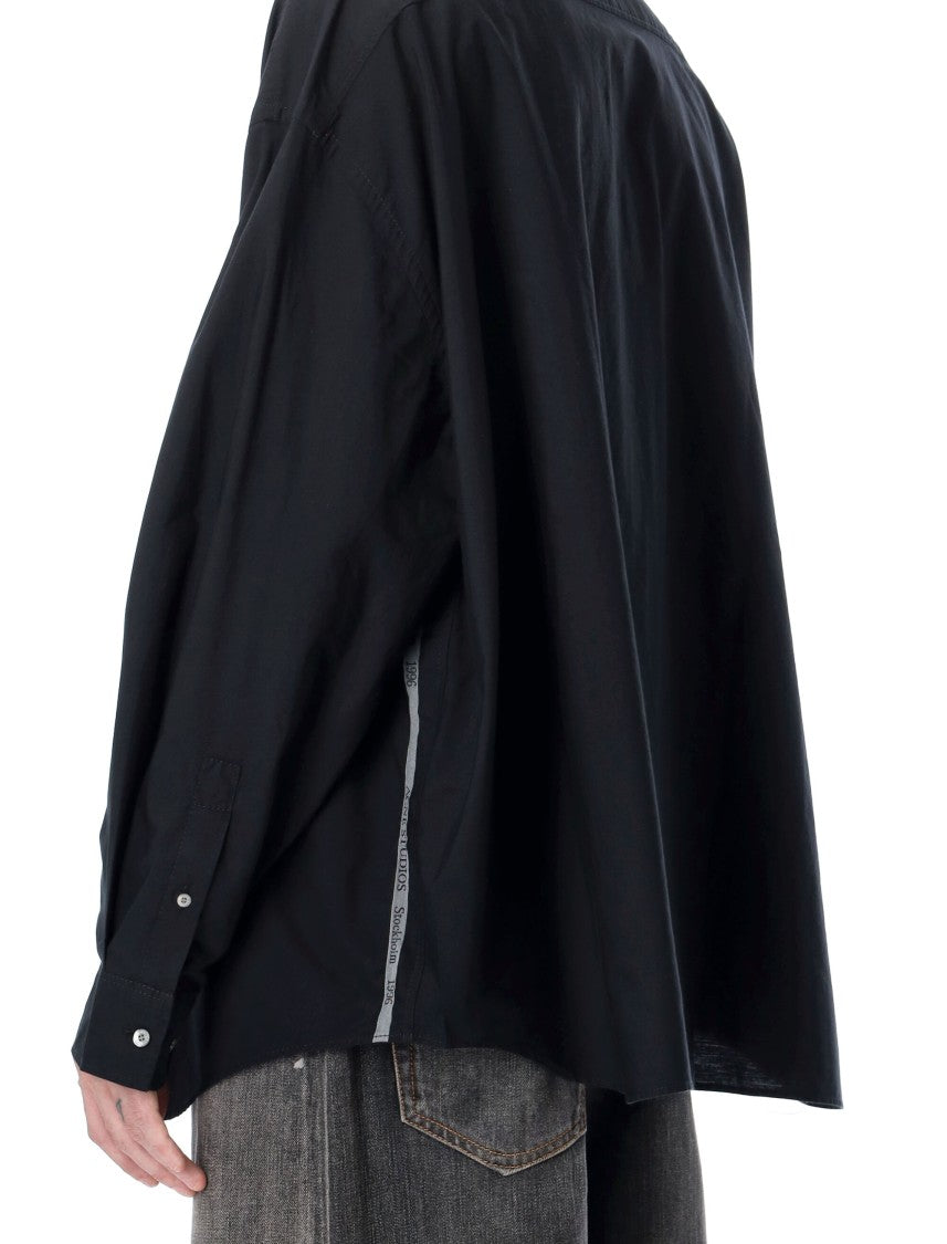 Acne Studios Relaxed Fit Button-Up Shirt With Jacquard Logo Stripes