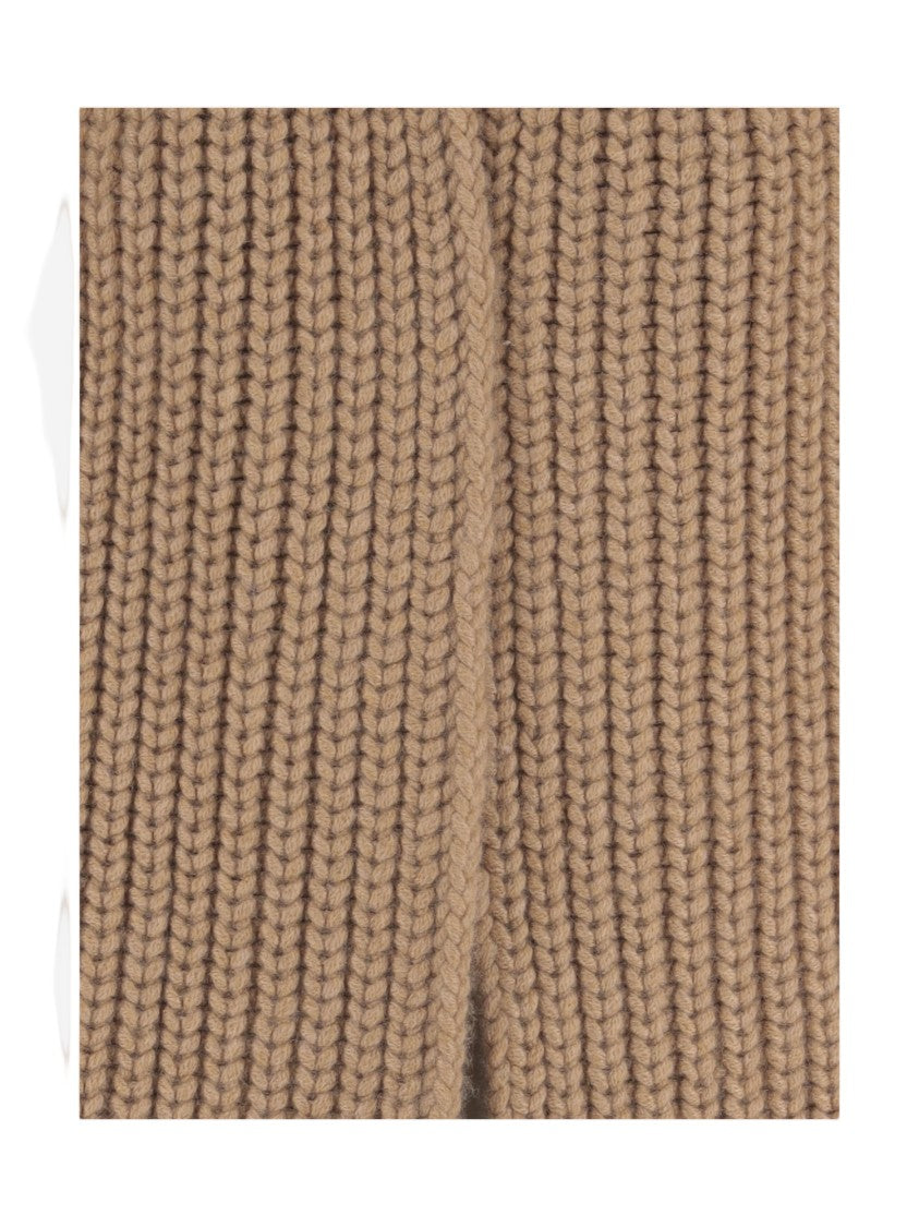Sa Su Phi Beige Ribbed Cashmere Soft Collar Open Front Jacket