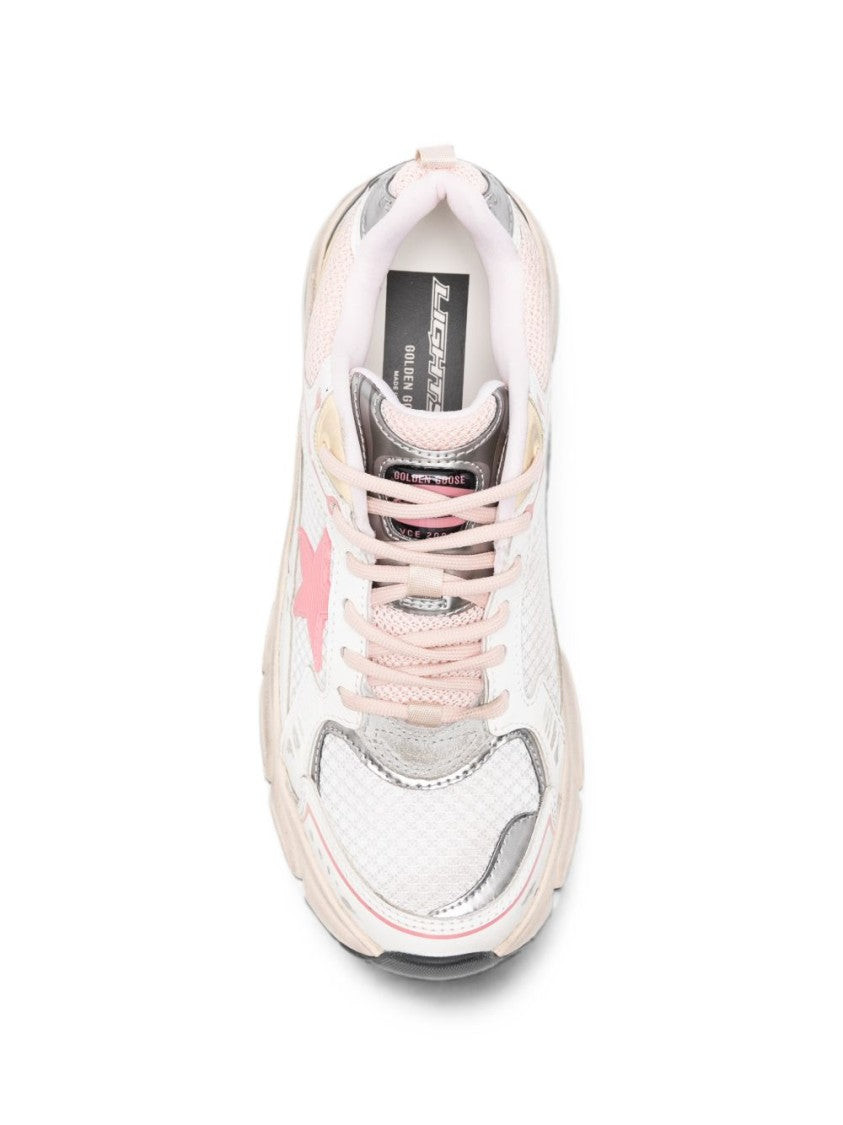Golden Goose Chunky White Mesh Sneakers With Metallic Accents
