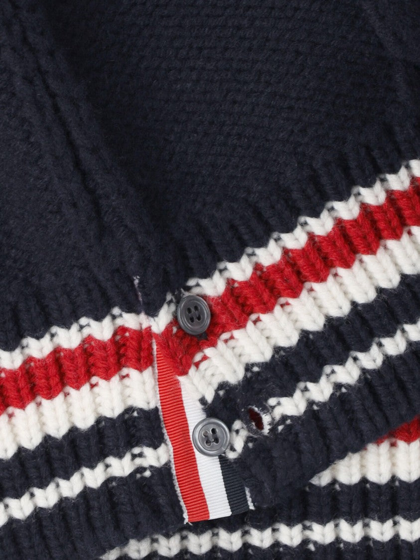 Thom Browne Blue Cable Knit Virgin Wool Sweater