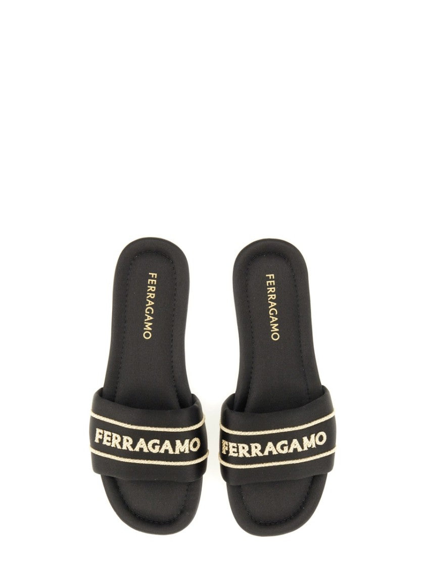 Ferragamo Slide Sandal With Iconic Logo Detail