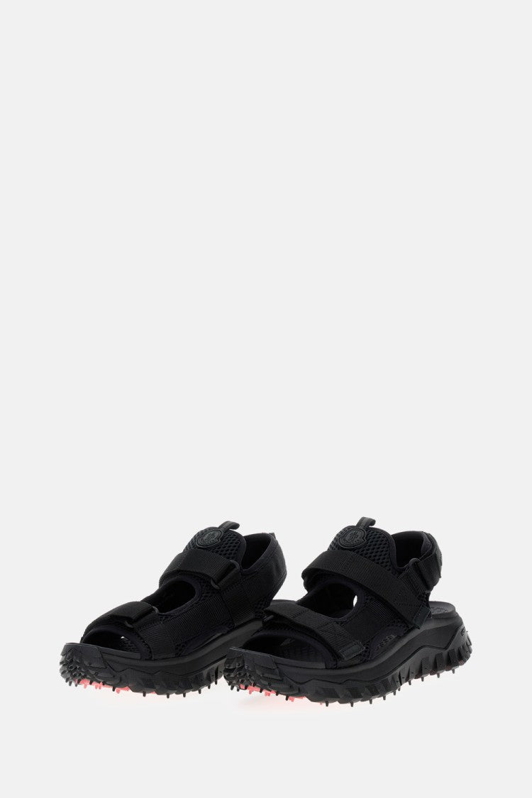 Moncler Double Front Strap Black Vela Sandals With Chunky Sole