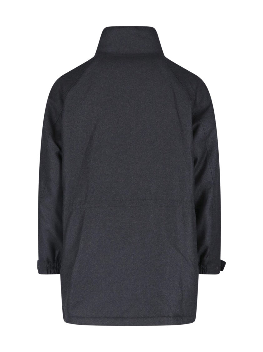 Auralee Black Structured High Collar Jacket