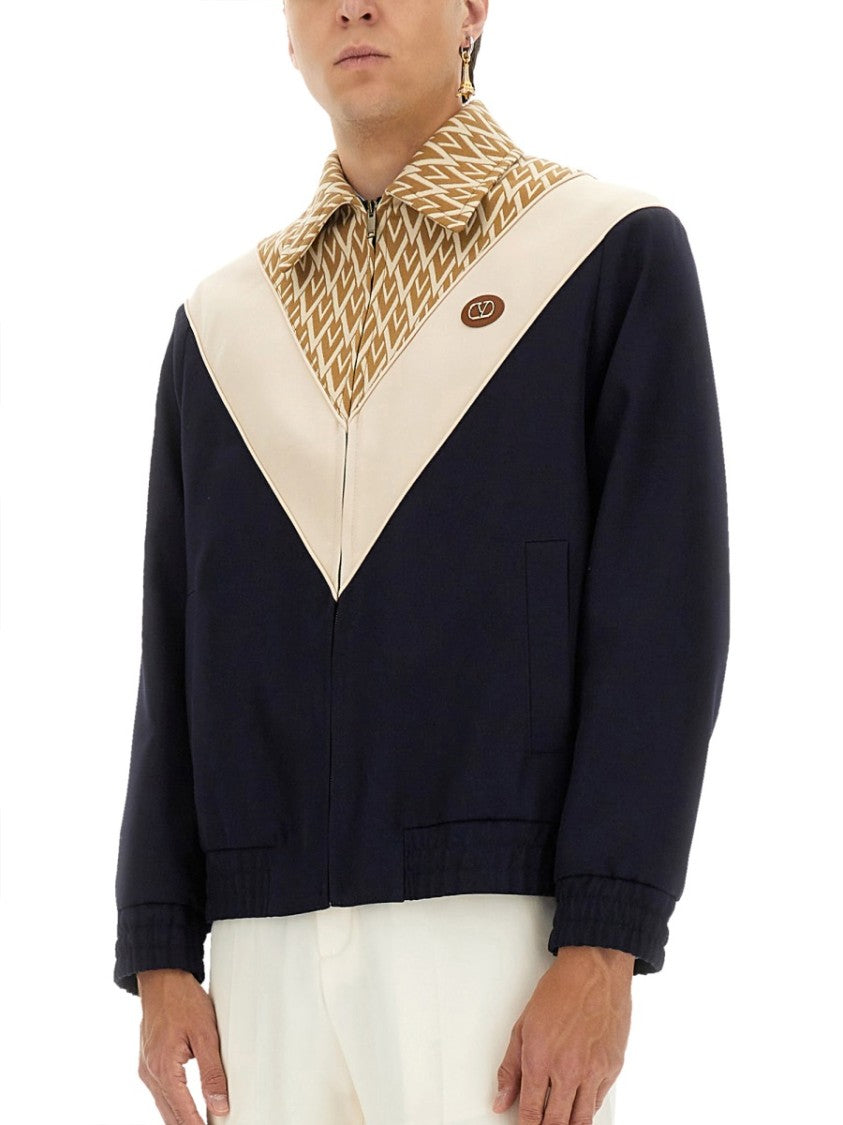 Valentino Print Toute La V Wool Bomber Jacket
