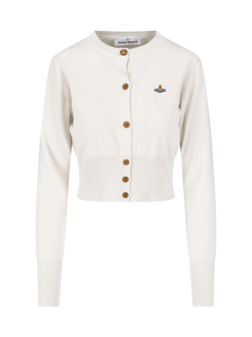 Vivienne Westwood White Cashmere-Blend Orb Cropped Cardigan