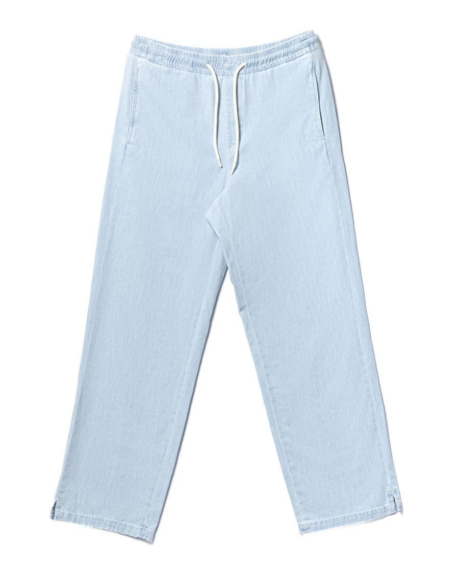 A.P.C. Relaxed Fit Light Blue Pants With Elastic Waistband And Tapered Leg