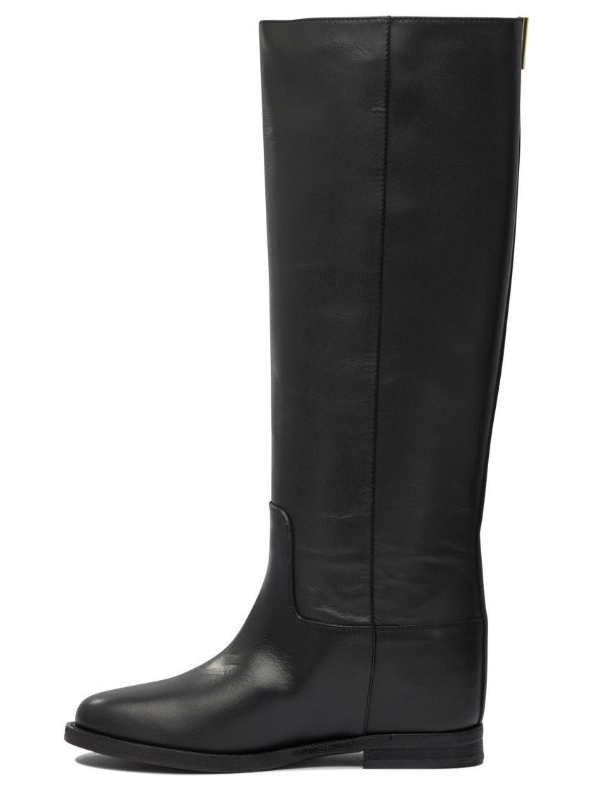 Via Roma 15 Tall Black Leather Ankle Boots